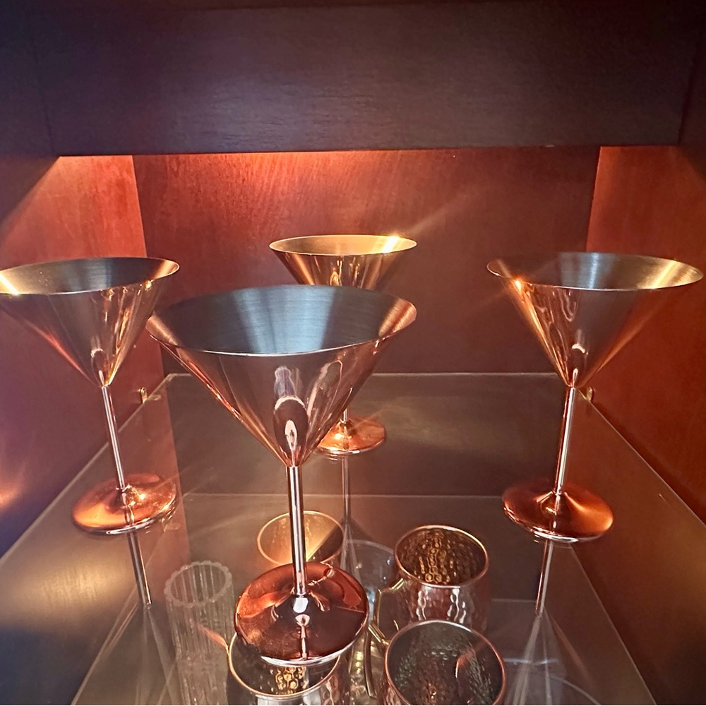 Stylish Copper Plated Martini Glass Set